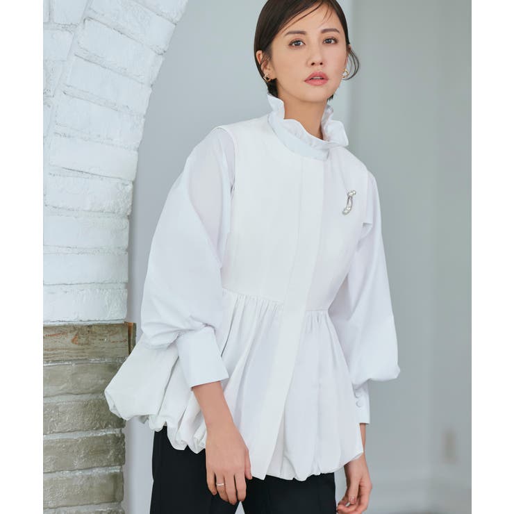 ホワイト(WH) | クラシカル・2wayフリルブラウス（ボウタイ付き） | RUIRUE BOUTIQUE