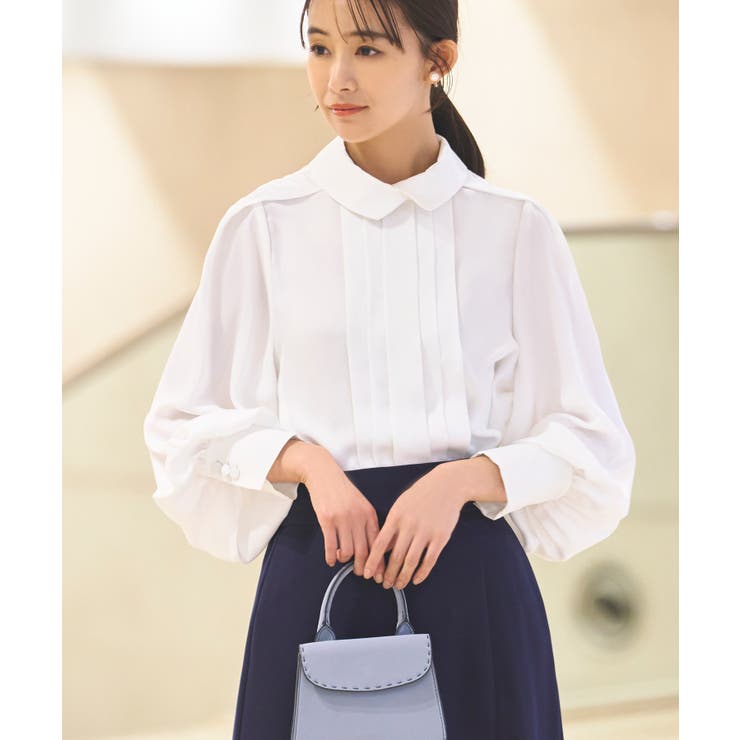 [ドレスアップデコルテ ブラウスシリーズ]シャツカラー タックブラウス | RUIRUE BOUTIQUE | 詳細画像2 