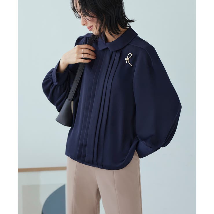 [ドレスアップデコルテ ブラウスシリーズ]シャツカラー タックブラウス | RUIRUE BOUTIQUE | 詳細画像7 