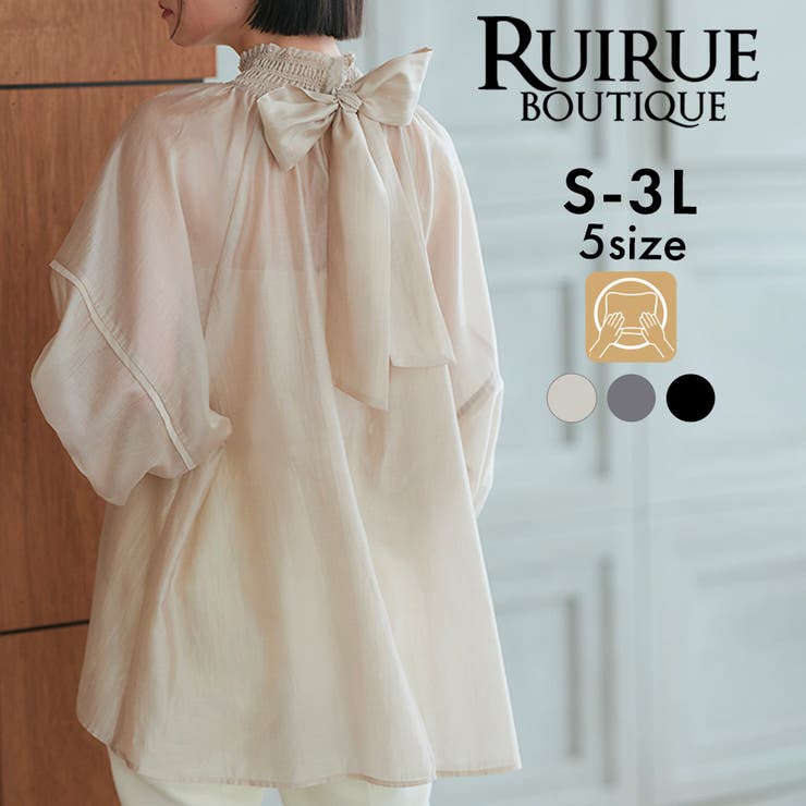 シアーボリュームバックリボンブラウス | RUIRUE BOUTIQUE | 詳細画像1 