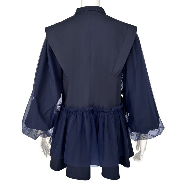 チュールMIXペプラムデザインシャツブラウス | RUIRUE BOUTIQUE | 詳細画像16 