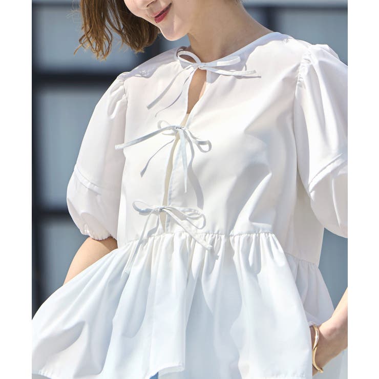 【洗える】前後2wayペプラムリボンブラウス | RUIRUE BOUTIQUE | 詳細画像4 