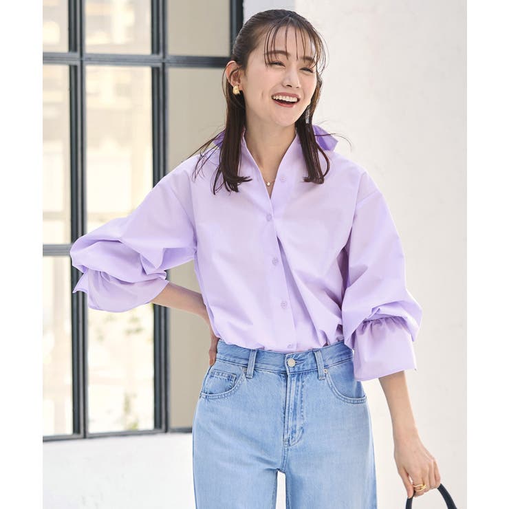 ラベンダー(PPU) | 【洗える】2way プレシャス スタンダードシャツ(ボウタイ付) | RUIRUE BOUTIQUE