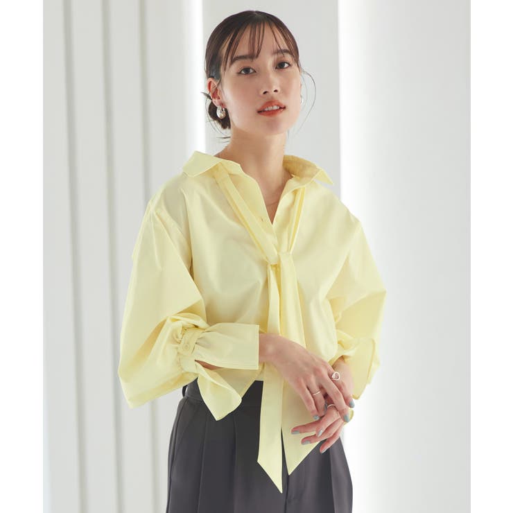 ライトイエロー(PYE) | 【洗える】2way プレシャス スタンダードシャツ(ボウタイ付) | RUIRUE BOUTIQUE