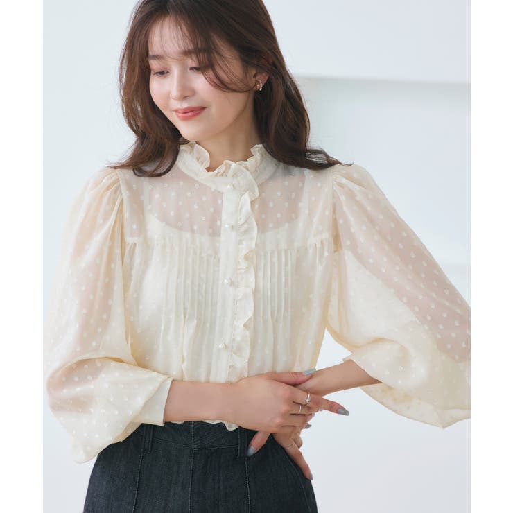 ドットシフォンピンタックブラウス | RUIRUE BOUTIQUE | 詳細画像1 
