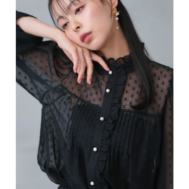 ドットシフォンピンタックブラウス | RUIRUE BOUTIQUE | 詳細画像14 