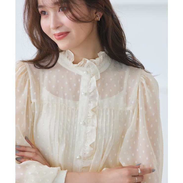 ドットシフォンピンタックブラウス | RUIRUE BOUTIQUE | 詳細画像6 