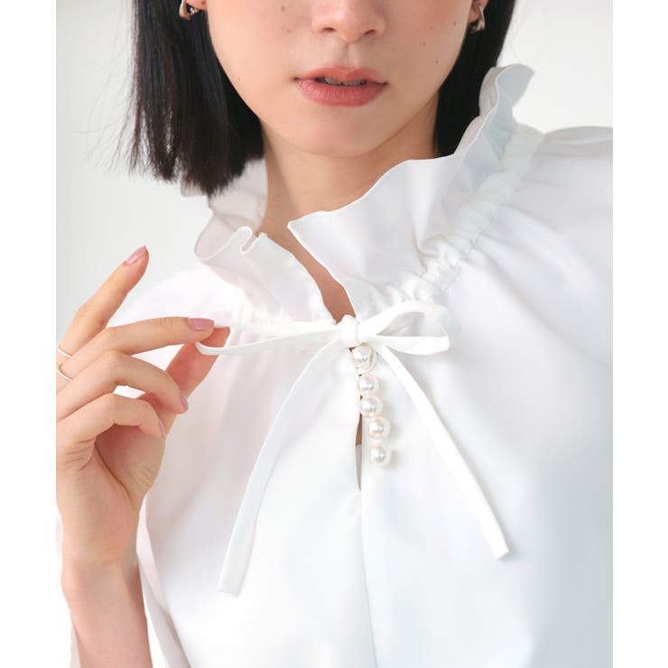 【洗える】パールボタン フリルブラウス | RUIRUE BOUTIQUE | 詳細画像4 