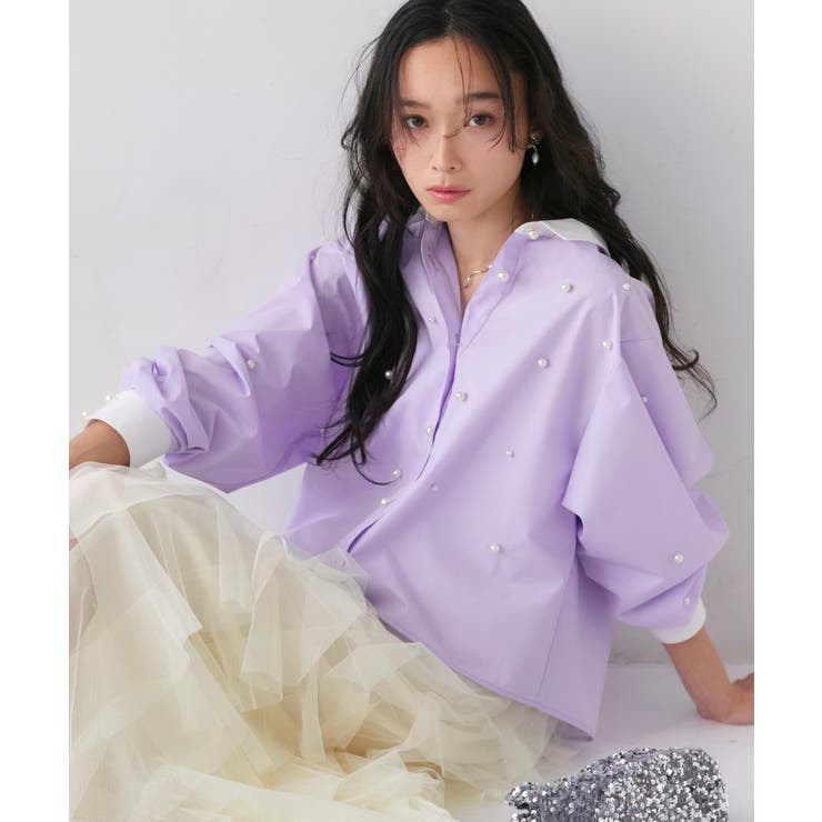 パールドットクロップドシャツ | RUIRUE BOUTIQUE | 詳細画像1 