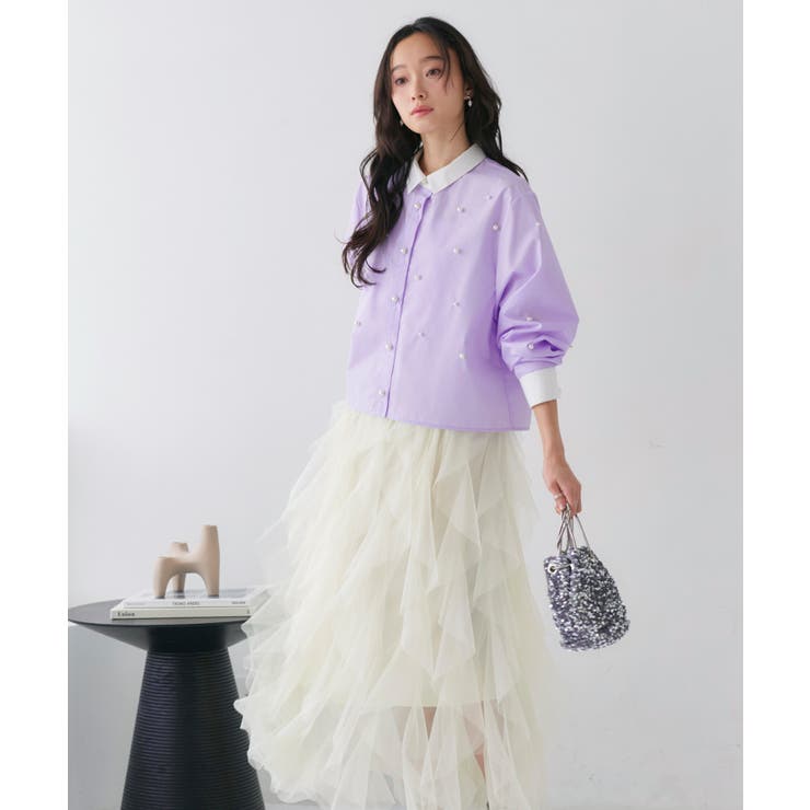 パールドットクロップドシャツ | RUIRUE BOUTIQUE | 詳細画像5 