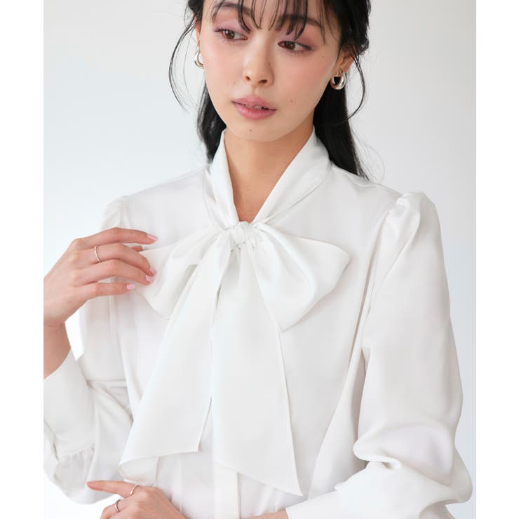 【洗える】タック＆リボンシャツブラウス | RUIRUE BOUTIQUE | 詳細画像3 