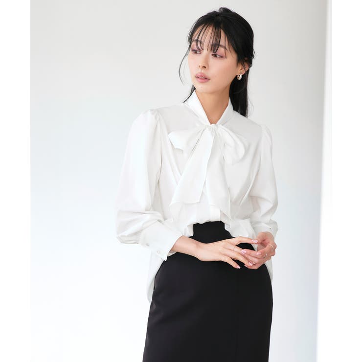 【洗える】タック＆リボンシャツブラウス | RUIRUE BOUTIQUE | 詳細画像7 