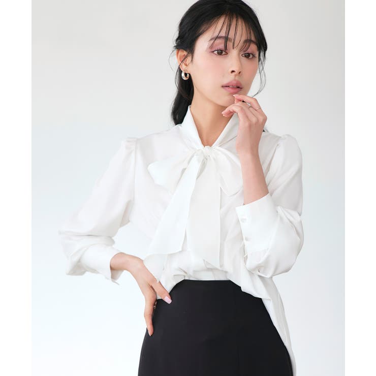 【洗える】タック＆リボンシャツブラウス | RUIRUE BOUTIQUE | 詳細画像8 