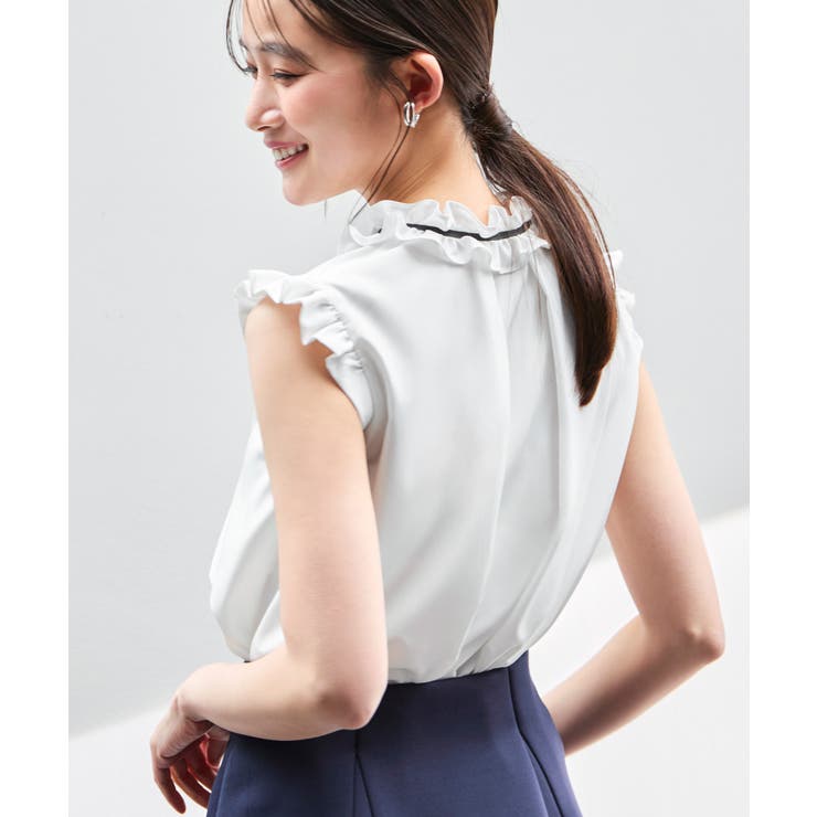 フリルカラー×グログランリボンパールブラウス | RUIRUE BOUTIQUE | 詳細画像3 
