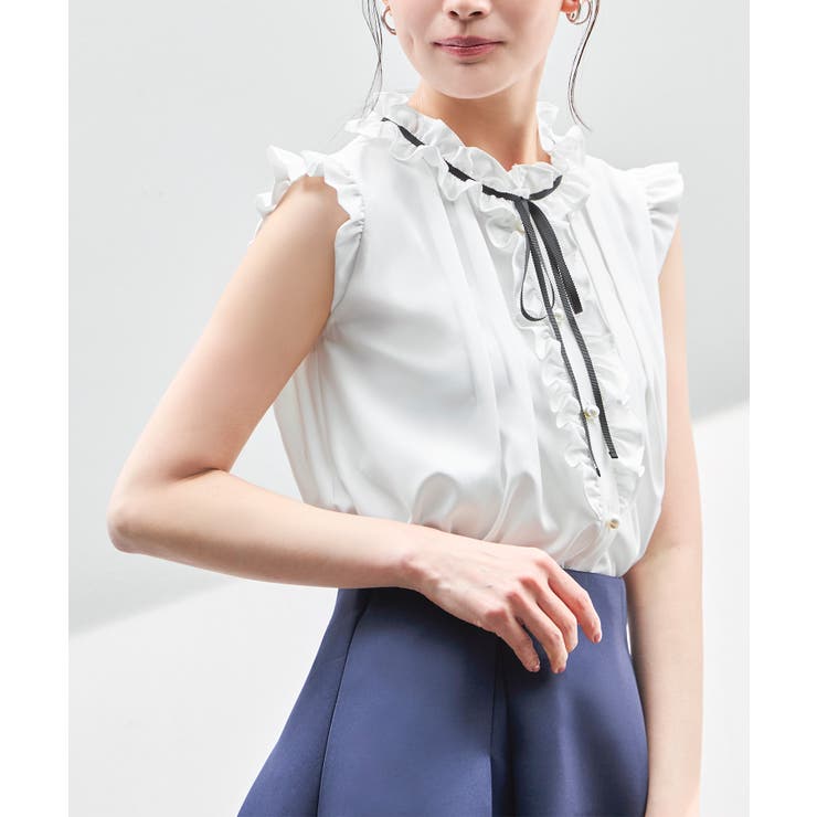 フリルカラー×グログランリボンパールブラウス | RUIRUE BOUTIQUE | 詳細画像8 