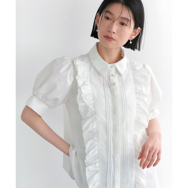 【洗える】ビジューボタン・レイヤーフリル ドレスブラウス | RUIRUE BOUTIQUE | 詳細画像1 