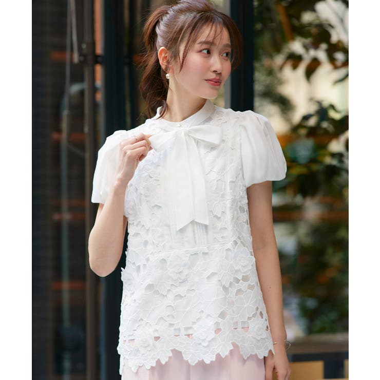 2WAYリボンフラワーモチーフレースブラウス | RUIRUE BOUTIQUE | 詳細画像2 