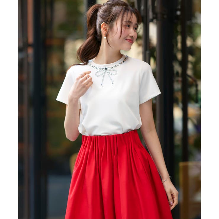 【洗える】ドレスTシャツ（ビジューリボン） | RUIRUE BOUTIQUE | 詳細画像7 