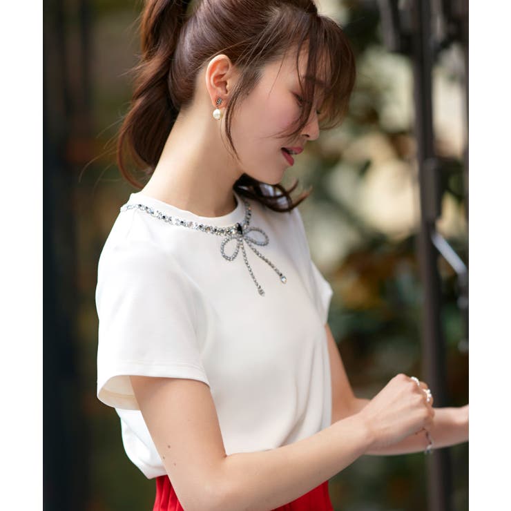 【洗える】ドレスTシャツ（ビジューリボン） | RUIRUE BOUTIQUE | 詳細画像9 