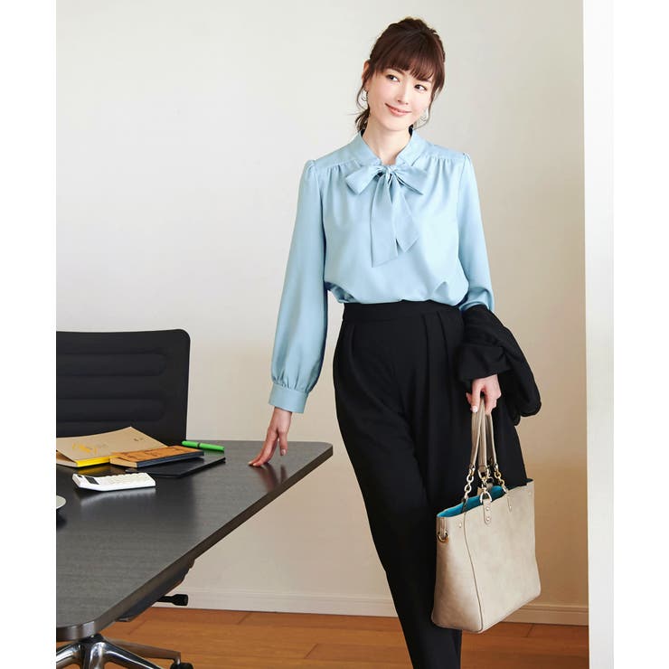 サックス(PBU) | ボウタイブラウス | RUIRUE BOUTIQUE