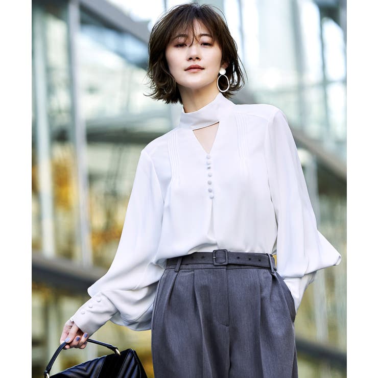 ホワイト(WH) | タックスリーブブラウス | RUIRUE BOUTIQUE