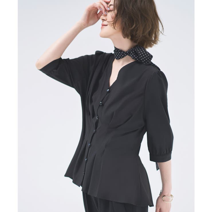 ブラック(BL) | ウエストタックブラウス | RUIRUE BOUTIQUE