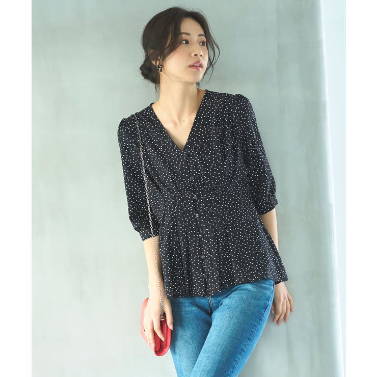ドット・ブラック(BLZ) | ウエストタックブラウス | RUIRUE BOUTIQUE