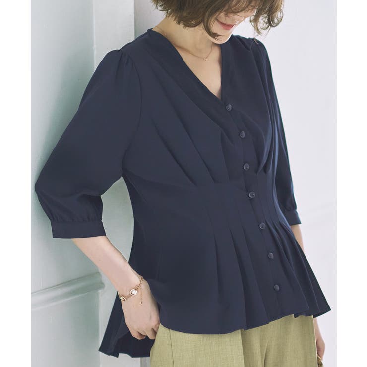 ネイビー(NE) | ウエストタックブラウス | RUIRUE BOUTIQUE
