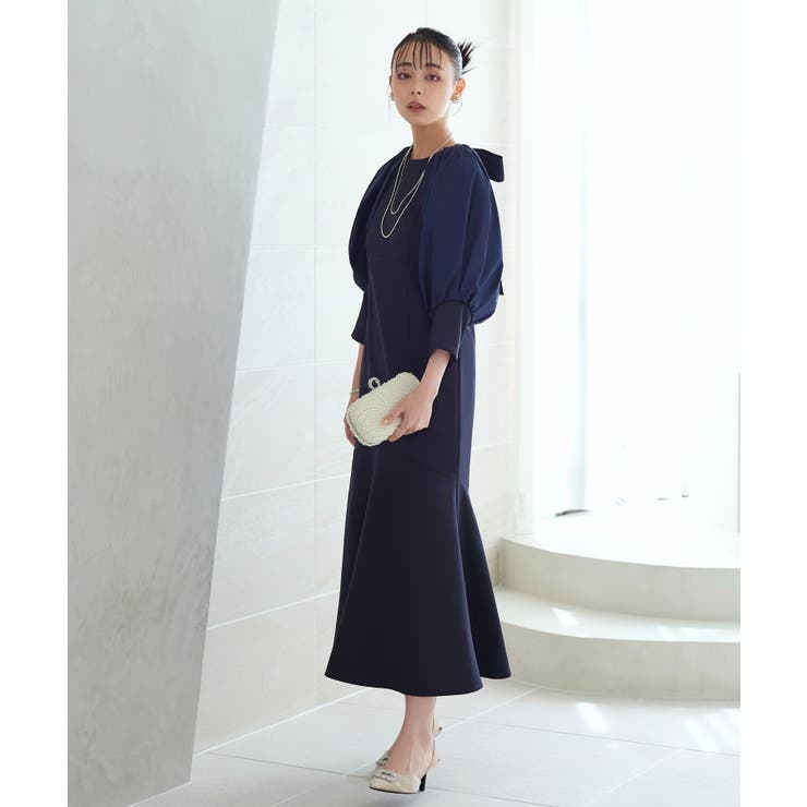 ネイビー(NE) | 構築スリーブマーメイドシルエットロングワンピ | RUIRUE BOUTIQUE
