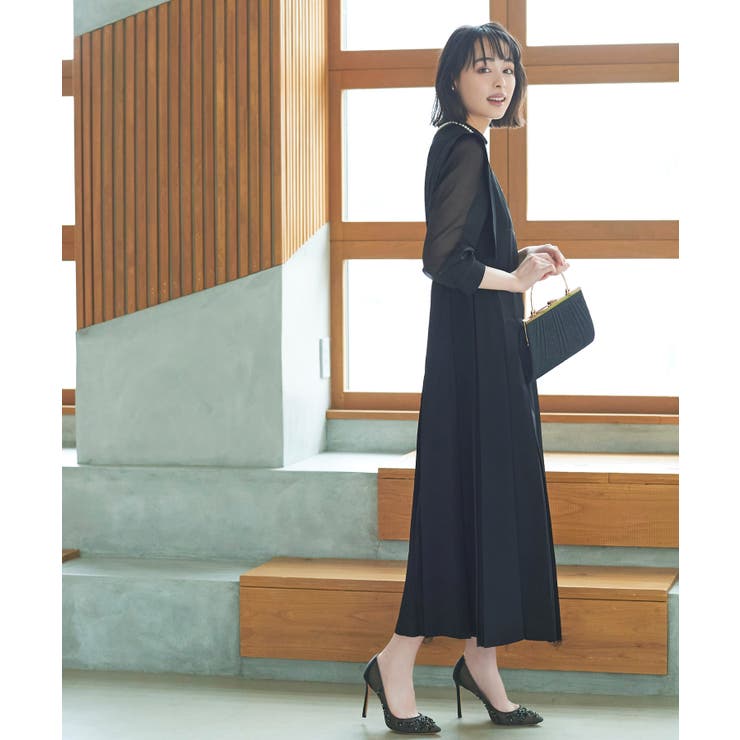 シアースリーブプリーツロングワンピース | RUIRUE BOUTIQUE | 詳細画像4 