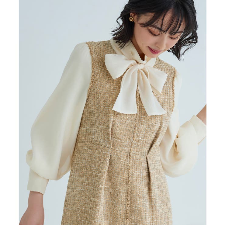 ミックスツイードコンビ・ロングナローワンピースドレス | RUIRUE BOUTIQUE | 詳細画像10 