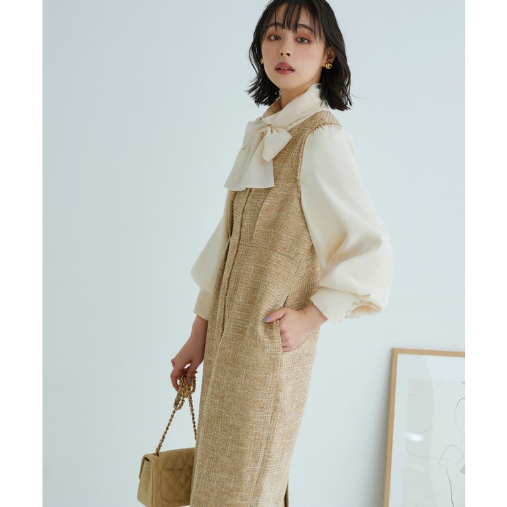 ミックスツイードコンビ・ロングナローワンピースドレス | RUIRUE BOUTIQUE | 詳細画像11 