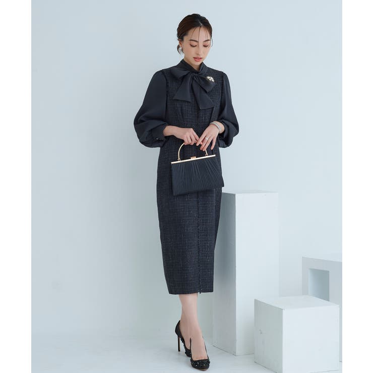 ミックスツイードコンビ・ロングナローワンピースドレス | RUIRUE BOUTIQUE | 詳細画像5 