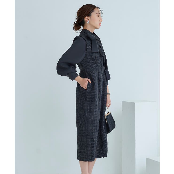 ミックスツイードコンビ・ロングナローワンピースドレス | RUIRUE BOUTIQUE | 詳細画像7 