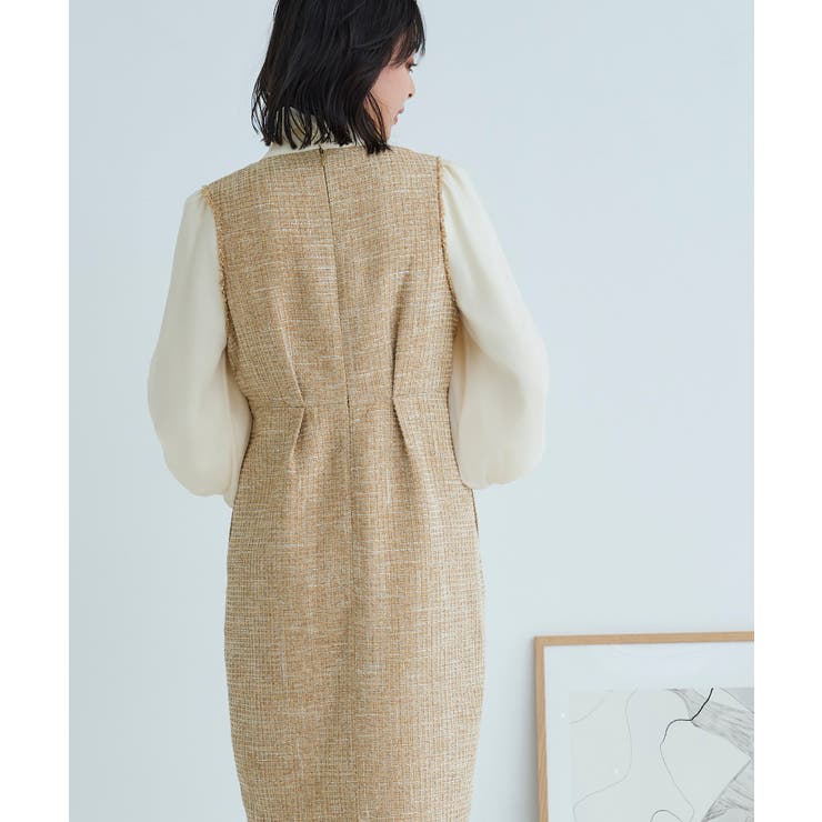 ミックスツイードコンビ・ロングナローワンピースドレス | RUIRUE BOUTIQUE | 詳細画像9 