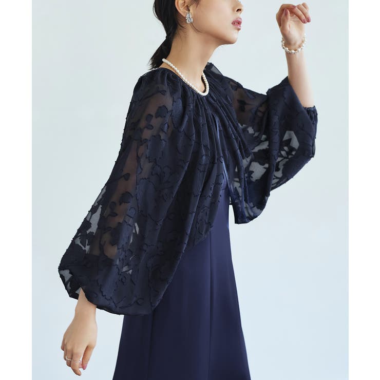 ネイビー(NE) | シアージャカードボレロ＆ナローマーメイドドレス | RUIRUE BOUTIQUE