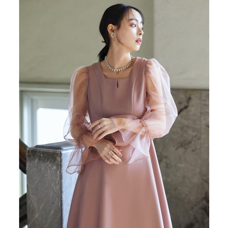 オーガンジースリーブ フレアワンピースドレス | RUIRUE BOUTIQUE | 詳細画像26 