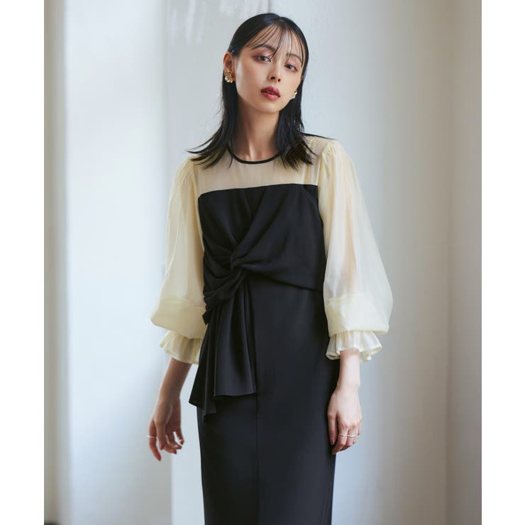 3wayドレープリボンシフォンタイトワンピースドレス | RUIRUE BOUTIQUE | 詳細画像3 