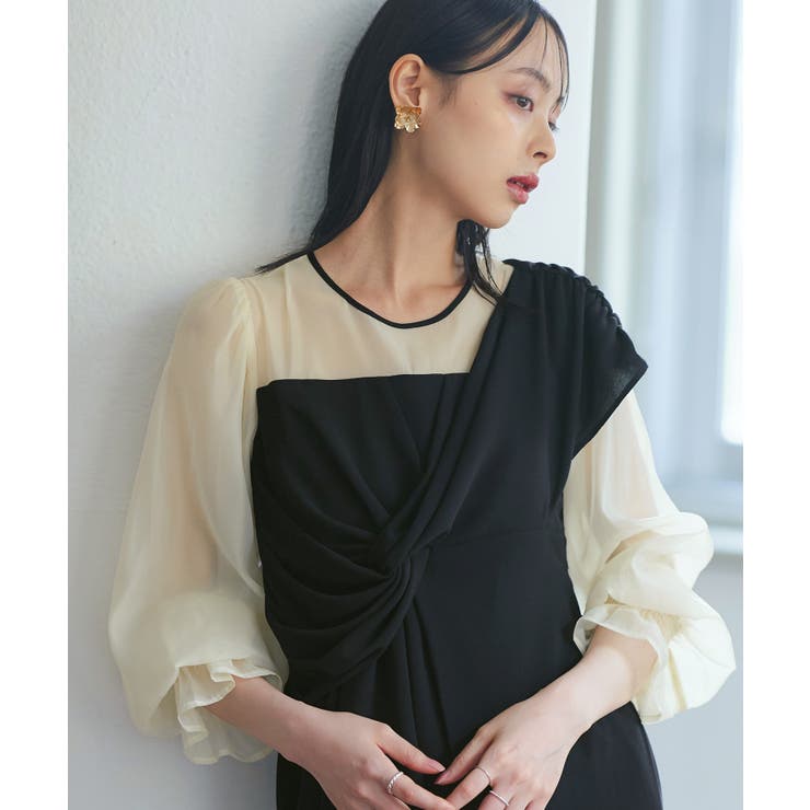 3wayドレープリボンシフォンタイトワンピースドレス | RUIRUE BOUTIQUE | 詳細画像5 