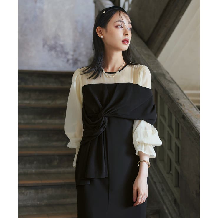 3wayドレープリボンシフォンタイトワンピースドレス | RUIRUE BOUTIQUE | 詳細画像6 