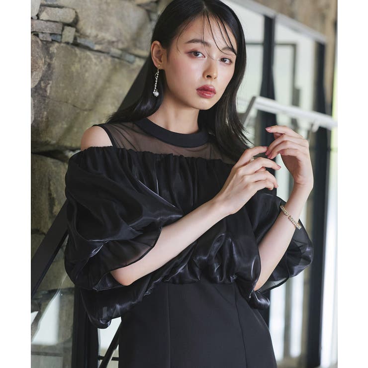 ブラック(BL) | 【2way】シャイニーオーガンTOPS＆デコルテシアーマーメイドドレスセット | RUIRUE BOUTIQUE