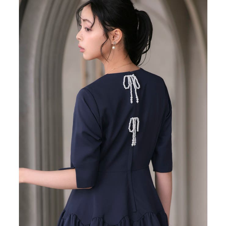 パールリボンバブルフレアシルエット・ワンピースドレス | RUIRUE BOUTIQUE | 詳細画像13 