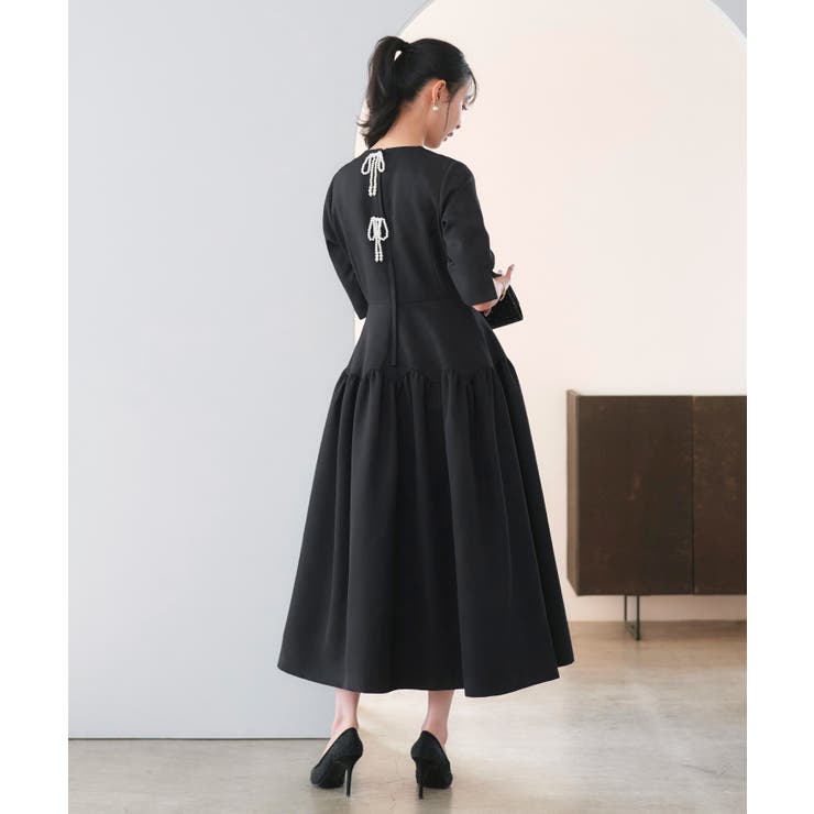 パールリボンバブルフレアシルエット・ワンピースドレス | RUIRUE BOUTIQUE | 詳細画像6 