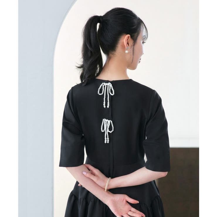 パールリボンバブルフレアシルエット・ワンピースドレス | RUIRUE BOUTIQUE | 詳細画像7 