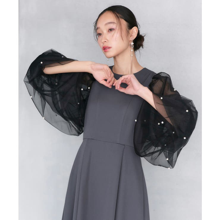 パールシアースリーブ フレアワンピースドレス | RUIRUE BOUTIQUE | 詳細画像13 
