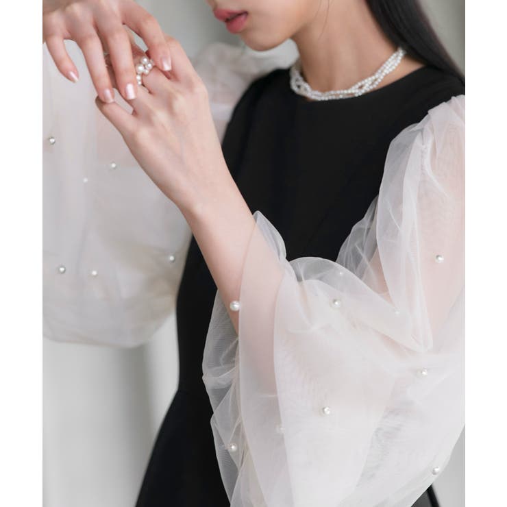 パールシアースリーブ フレアワンピースドレス | RUIRUE BOUTIQUE | 詳細画像2 