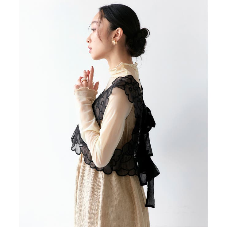 前後2wayシアーリボンジレ＆リップルフレアワンピースドレス | RUIRUE BOUTIQUE | 詳細画像2 