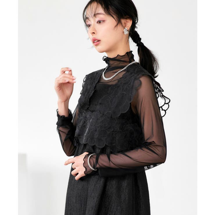 前後2wayシアーリボンジレ＆リップルフレアワンピースドレス | RUIRUE BOUTIQUE | 詳細画像6 