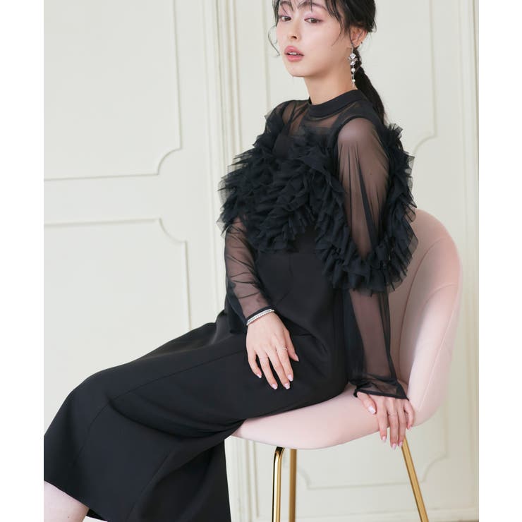 チュールフリルタイトワンピースドレス | RUIRUE BOUTIQUE | 詳細画像12 