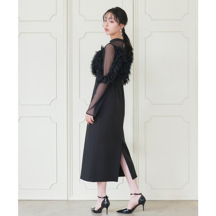 チュールフリルタイトワンピースドレス | RUIRUE BOUTIQUE | 詳細画像13 